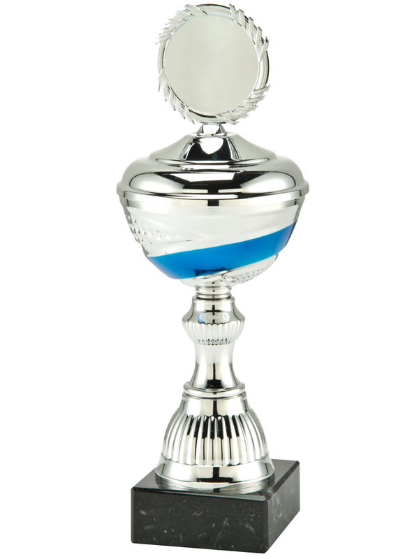 50134 Pokal, silber/blau 24 cm - 31,5 cm