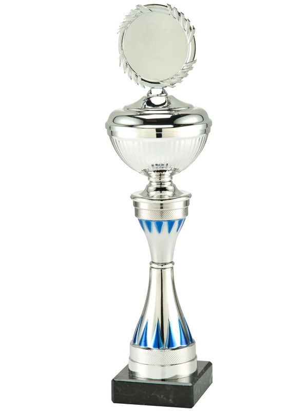 50144 Pokal,silber/blau, 27 cm - 32,5 cm